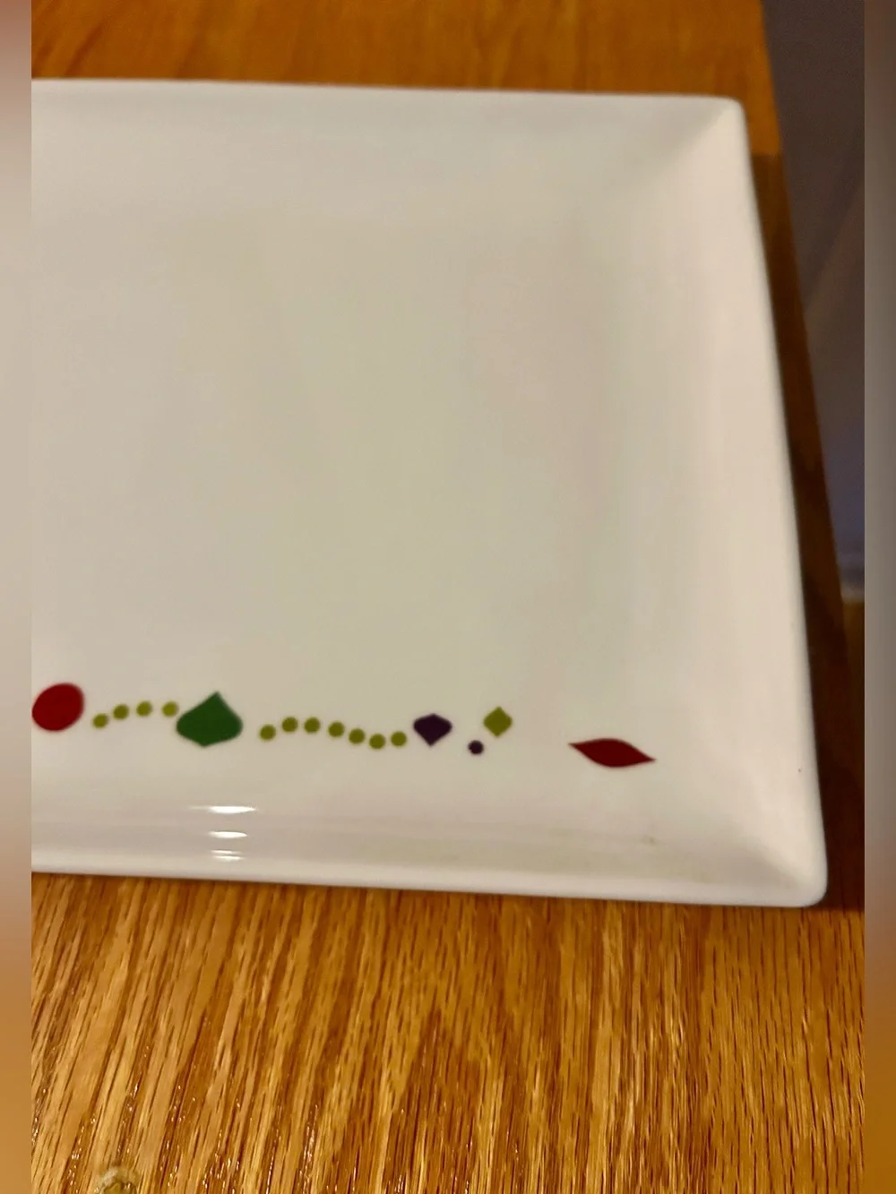 2011 Crate & Barrel holiday platter Christmas tree of colorful geometric shapes